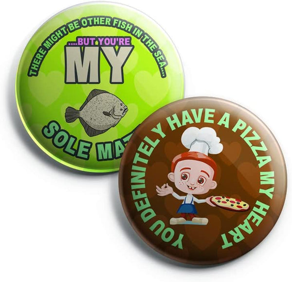 Creanoso Funny I love you couple puns for him and her Button Pins (1-Set X 10 Buttons) - Stocking Stuffers Premium Quality Gift Ideas for Children, Teens, & Adults - Corporate Giveaways & Party Favors