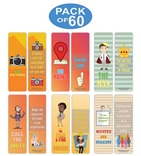 Creanoso Leadership Idioms Bookmarks (60-Pack) ÃƒÂ¢Ã¢â€šÂ¬Ã¢â‚¬Å“ Business Idioms Bookmarker Cards Bulk Pack Set ÃƒÂ¢Ã¢â€šÂ¬Ã¢â‚¬Å“ Business Conference Rewards Giveaways ÃƒÂ¢Ã¢â€šÂ¬Ã¢â‚¬Å“ Great Stocking Stuffers Gift Ideas ÃƒÂ¢Ã¢â€šÂ¬Ã¢â‚¬Å“ Page Clipper