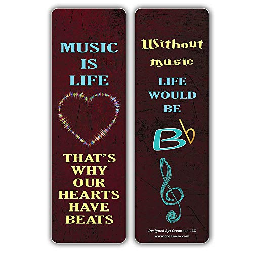 Creanoso Music Sayings Series 3 Bookmarks (60-Pack) ÃƒÂ¢Ã¢â€šÂ¬Ã¢â‚¬Å“ Six Assorted Quality Bookmarker Cards Bulk Set ÃƒÂ¢Ã¢â€šÂ¬Ã¢â‚¬Å“ Premium Gift for Men & Women, Adults, Teens, Musicians - Concert Giveaways ÃƒÂ¢Ã¢â€šÂ¬Ã¢â‚¬Å“ Musical Gifts