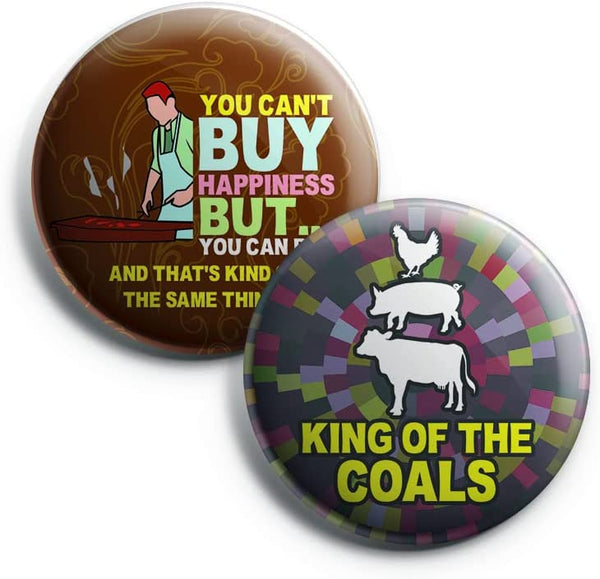 Creanoso Funny Barbecue Sayings Button Pins (1-Set X 10 Buttons) - Stocking Stuffers Premium Quality Gift Ideas for Children, Teens, & Adults - Corporate Giveaways & Party Favors