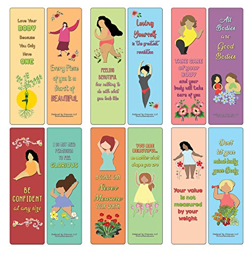 Creanoso Body Positivity for Women Bookmarks (30-Pack) - Assorted Designs for Women - Premium Quality Gift Ideas - Stocking Stuffers Party Favors & Giveaways for Teens & Adults