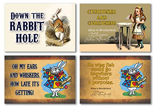 Creanoso Alice in Wonderland Postcards (60-Pack) - Assorted Card Stock Bulk Set â€“ Premium Quality Greeting Cards â€“ Stocking Stuffers Gift for Kids