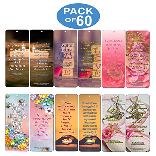 Creanoso Romantic Love Quotes Literary Bookmarker Cards (60-Pack) ÃƒÂ¢Ã¢â€šÂ¬Ã¢â‚¬Å“ Premium Quality Book Reading Bookmarks Design ÃƒÂ¢Ã¢â€šÂ¬Ã¢â‚¬Å“ Premium Gift for Men Women Adult, Bookworm ÃƒÂ¢Ã¢â€šÂ¬Ã¢â‚¬Å“ Awesome Bookmarks