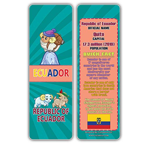 Creanoso The Americas Countries Facts Educational Series 2 Bookmarks (30-Pack) Ã¢â‚¬â€œ Unique Learning Facts Rewards Cards Ã¢â‚¬â€œ Awesome Educational Stocking Stuffers Gift Bookmarks for Students, Boys, Girls
