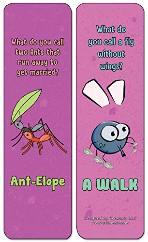 Creanoso Insect Puns Silly Hilarious Bookmarks Cards (30-Pack) - Assorted Designs for Children - Classroom Reward Incentives for Students - Stocking Stuffers Party Favors & Giveaways for Teens