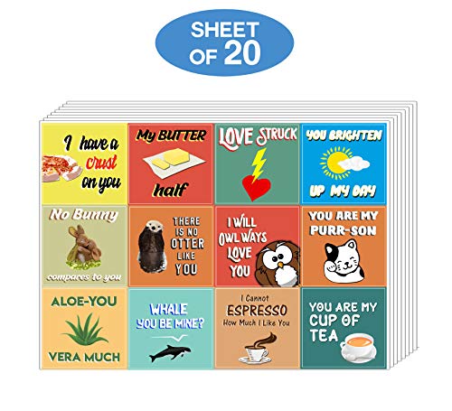 Creanoso Love Puns Stickers (20-Sheet) â€“ Premium Romantic Gift Set for Men Women Teens Adults â€“ Wall Table Surface DÃ©cor Art Decal â€“ DIY Projects â€“ Cool Stocking Stuffers Gifts â€“ Great Giveaways