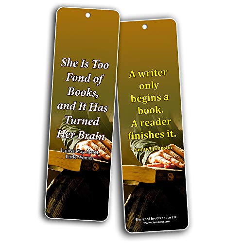 Creanoso Inspiring Literary Quote Sayings Avid Readers Bookmarks (30-Pack) Ã¢â‚¬â€œ Stocking Stuffers Gift for Bibliophiles, Book Worms, Book Lovers, Young Professionals Ã¢â‚¬â€œ Party Supplies Ã¢â‚¬â€œ Book Club Readers