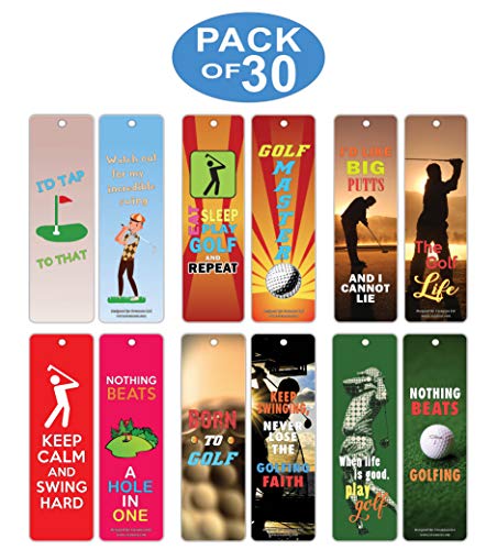 Golf Bookmark Cards (30-Pack) Ã¢â‚¬â€œ Stocking Stuffers Goft Gifts for Golfers, Adult Men & Women Ã¢â‚¬â€œ Golf Tournament Supplies Ã¢â‚¬â€œ Book Clubs Reading