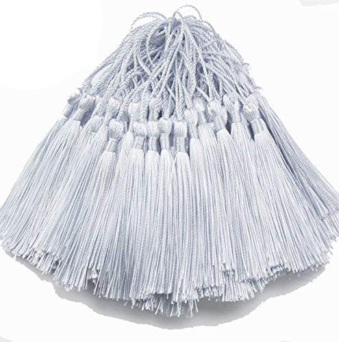 Creanoso Bookmark Tassels (Silver Gray) - 100% handmade with anti-wrinkled premium quality - Suitable for DIY Bookmarks Jewelry Making Graduation Wedding Decoration Souvenirs