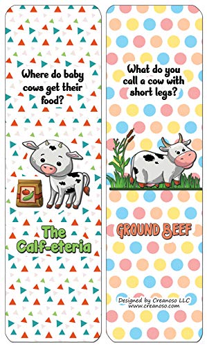 Creanoso Humorous Cow Jokes Bookmarks (30-Pack) - Classroom Reward Incentives for Students and Children - Stocking Stuffers Party Favors & Giveaways for Teens & Adults