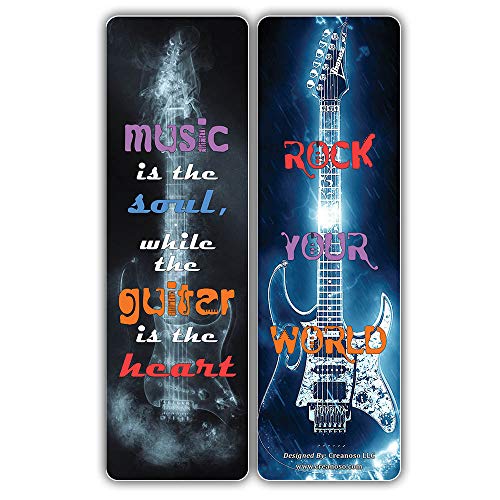 Creanoso Motivational Cards Guitar Bookmark Gift (60-Pack) ÃƒÂ¢Ã¢â€šÂ¬Ã¢â‚¬Å“ Six Assorted Quality Bookmarks Bulk Set ÃƒÂ¢Ã¢â€šÂ¬Ã¢â‚¬Å“ Premium Musician Gift Set ÃƒÂ¢Ã¢â€šÂ¬Ã¢â‚¬Å“ Music Party Supply