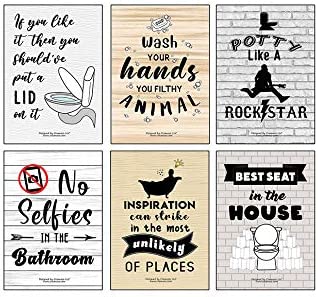 Creanoso Funny Bathroom Quotes Sayings Sign Posters (12-Pack) - Unique Stocking Stuffers for Office Workers Teachers Employees Men Women â€“ Wall Art Home DÃ©cor â€“ Great Value Buy