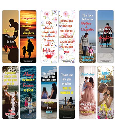 Creanoso Inspiring Mother and Daughter Saying Quotes Bookmark Cards (30-Pack) Ã¢â‚¬â€œ Reading Bookmarks Collection Set Ã¢â‚¬â€œ Stocking Stuffers Gift for Mother and Daughter