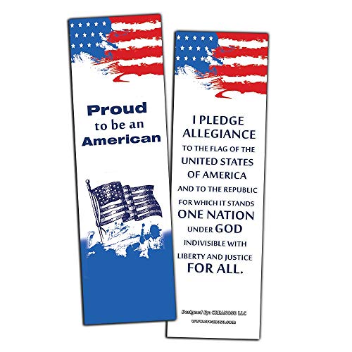 Patriotic Bookmarks Cards (28-Pack) Ã¢â‚¬â€œ American States and Capitals - US Presidents Updated - Proud to be an American - Pledge of Allegiance - Constitution Amendments - Page Markers 4th of July Gifts