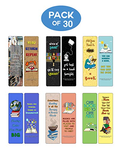 Creanoso Inspiring I Love Books Quote Sayings Postcards (30-Pack) â€“ Unique Greeting Card Bulk Pack Assorted Set â€“ Great Stocking Stuffers Gift for Bookworms, Bibliophiles, Men & Women, Teens