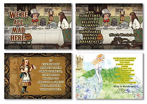 Creanoso Alice in Wonderland Postcards (60-Pack) - Assorted Card Stock Bulk Set â€“ Premium Quality Greeting Cards â€“ Stocking Stuffers Gift for Kids