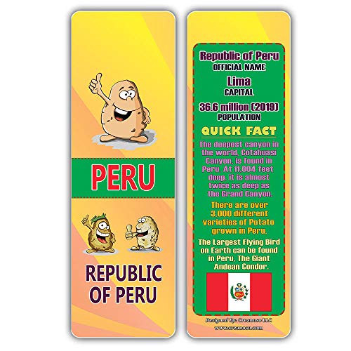 Creanoso The Americas Countries Facts Educational Series 2 Bookmarks (30-Pack) Ã¢â‚¬â€œ Unique Learning Facts Rewards Cards Ã¢â‚¬â€œ Awesome Educational Stocking Stuffers Gift Bookmarks for Students, Boys, Girls