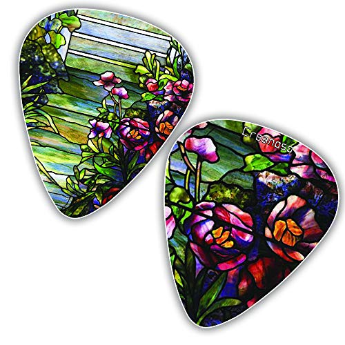 Tiffany Stained Glass Famous Art Guitar Picks (12-Packs)- Cool Guitar Picks for Men Women - Stocking Stuffers Mom Dad Boys Girls Kids Musician Guitar Gifts