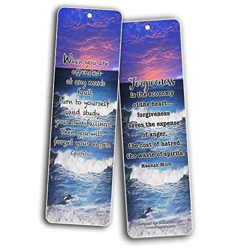 Creanoso Inspirational Bookmarks for Anger Management & Forgiveness Quotes (12-Pack) - Positive Encouragement for Anger Issues Bookmarker - Best Quality Sets
