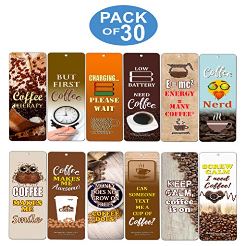 Creanoso Awesome Bookmark Coffee Lover Series III Bookmarkers for Men, Women (30-Pack) Ã¢â‚¬â€œ Premium Gift Set Ã¢â‚¬â€œ Stocking Stuffers Gift for Coffee Lovers