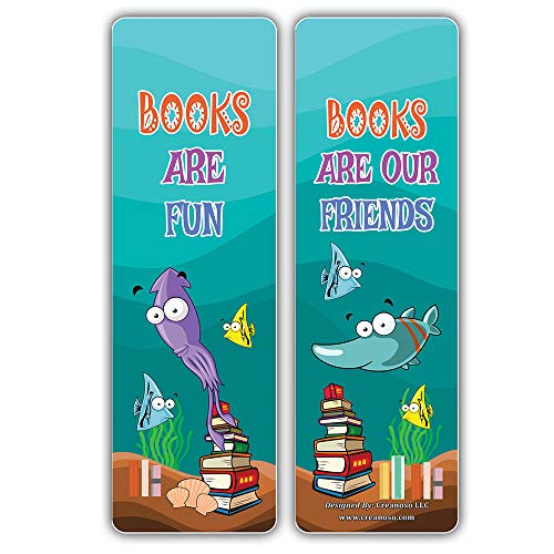Creanoso Sea Creatures Reading Sayings Bookmarks (30-Pack) Ã¢â‚¬â€œ Six Assorted Quality Bookmarker Cards Bulk Set Ã¢â‚¬â€œ Premium Gift for Kids, Boys, Girls, Teens, Young Bookworms Ã¢â‚¬â€œ Premium Gift Tokens Set