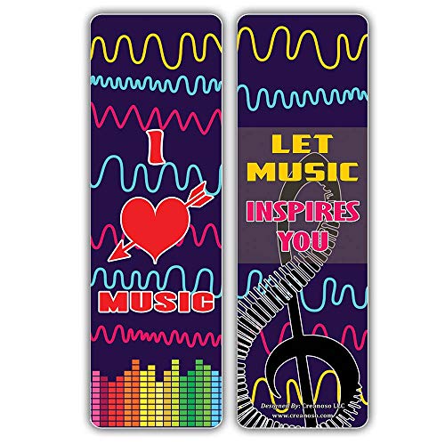 Creanoso Music Sayings Series 3 Bookmarks (60-Pack) ÃƒÂ¢Ã¢â€šÂ¬Ã¢â‚¬Å“ Six Assorted Quality Bookmarker Cards Bulk Set ÃƒÂ¢Ã¢â€šÂ¬Ã¢â‚¬Å“ Premium Gift for Men & Women, Adults, Teens, Musicians - Concert Giveaways ÃƒÂ¢Ã¢â€šÂ¬Ã¢â‚¬Å“ Musical Gifts