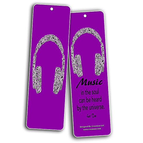 Creanoso Inspiring Music Quotes Bookmarks (30-Pack) Ã¢â‚¬â€œ Motivational Encouraging Quotes Ã¢â‚¬â€œ Great Musical Giveaways Gift Tokens for Musicians Guitarists - Positive Music Sayings for Men Women Teens