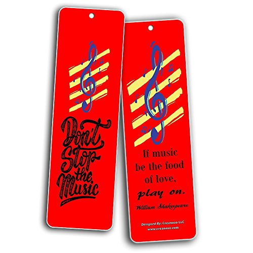 Creanoso Inspiring Music Quotes Bookmarks (30-Pack) Ã¢â‚¬â€œ Motivational Encouraging Quotes Ã¢â‚¬â€œ Great Musical Giveaways Gift Tokens for Musicians Guitarists - Positive Music Sayings for Men Women Teens