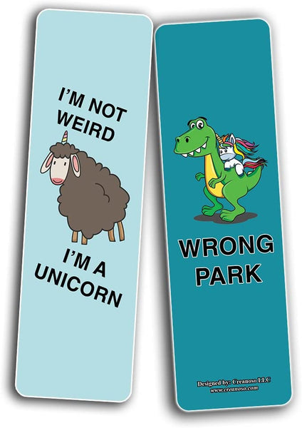 Creanoso Funny Cute Unicorn Bookmarks (10-Sets X 6 Cards)â€“ Daily Inspirational Card Set â€“ Interesting Book Page Clippers â€“ Great Gifts for Kids and Teens