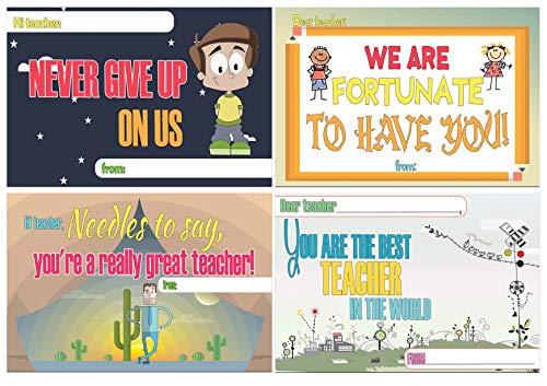 Creanoso Student and Teachers Positive Postcards (60-Pack) â€“ Appreciate Your Teacher Note Card Bulks Assorted Pack â€“ Cool Giveaways for Students to Teachers â€“ Back to School Days Gift Tokens