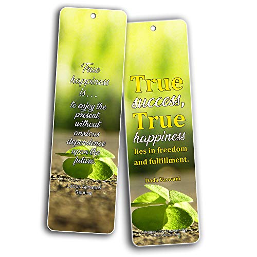 Creanoso True Happiness Bookmarks (30-Pack) Ã¢â‚¬â€œ Stocking Stuffers Gift for Men & Women, Teens - Rewards Gifts Ã¢â‚¬â€œ Awesome Bookmark Collection Ã¢â‚¬â€œ Bulk Set Pack Ã¢â‚¬â€œ Inspiring Quote Sayings for Friends