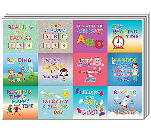 Creanoso Kids Reading Stickers (20-Sheet) â€“ Colorful Inspiring Inspirational Love to Read Books Wall Stickers Premium Gift Set - Parent Teachers Incentives - Rewards Ideas for Boys, Girls