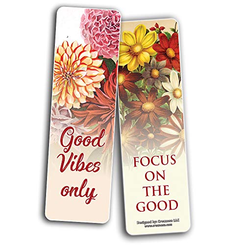 Creanoso Inspirational Sayings Pretty Flower Bookmarks (30-Pack) Ã¢â‚¬â€œ Stocking Stuffers Gift for Men & Women, Teens Ã¢â‚¬â€œ Awesome Bookmark Collection Ã¢â‚¬â€œ Book Reading Rewards Incentives Ã¢â‚¬â€œ Page Binder