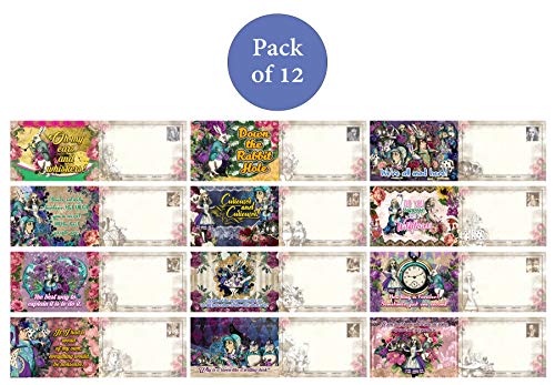 Creanoso Alice in Wonderland Postcards Series 2 (12-Pack) - Bulks Assorted Pack â€“ Cool Giveaways for Students and Kids â€“ Back to School Days Gift Tokens