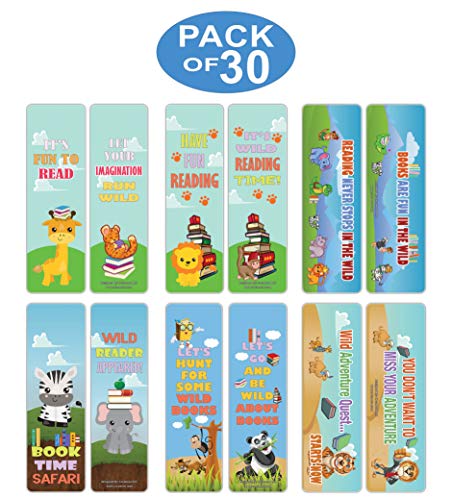 Creanoso Cute Sayings Wild Animals Reading Bookmarks (30-Pack) Ã¢â‚¬â€œ Stocking Stuffers Gift for Kids, Boys & Girls, Teens Ã¢â‚¬â€œ Party Favors Supplies Ã¢â‚¬â€œ Book Reading Rewards Gifts Incentive Ã¢â‚¬â€œ Great Giveaways