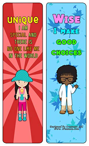 Creanoso Powerful Character Traits Bookmarks Series 2 (60-Pack) - Assorted Designs for Children - Classroom Reward Incentives for Students - Stocking Stuffers & Party Favors