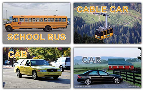 Creanoso Basic Transportation Vehicles Learning Flash Cards (60-Pack) â€“ Assorted Informational Language Mini Card Gift Set for Kids â€“ Unique Classroom Supplies â€“ Teacher Gifts â€“ DIY Kit