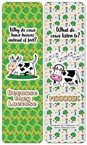Creanoso Humorous Cow Jokes Bookmarks (30-Pack) - Classroom Reward Incentives for Students and Children - Stocking Stuffers Party Favors & Giveaways for Teens & Adults