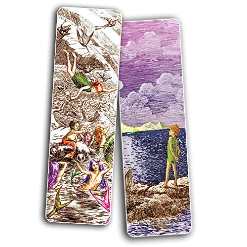 Creanoso Fairy Tales Peter and Wendy Bookmarks (30-Pack) - Landscape Woodblock Print Stocking Stuffers Gift for Men & Women, Teens - Unique Bookmark Collection Ã¢â‚¬â€œ Inspiring Art Impressions Book Binder