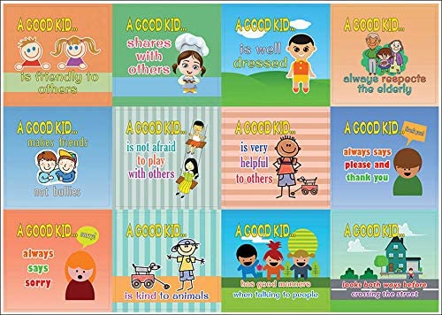 Creanoso A Good Kid Behavior Stickers - Outside (10-Sheet) â€“ Total 120 pcs (10 X 12pcs) Individual Small Size 2.1 x 2. Inches , Waterproof, Unique Personalized Themes Designs, Any Flat Surface DIY Decoration Art Decal for Boys & Girls, Children, Teens