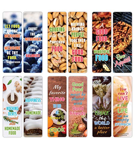 Creanoso Food Lovers Inspirational Quotes Bookmark Cards Series 2 (30-Pack) Ã¢â‚¬â€œ Stocking Stuffers Gift for Chefs, Cooks, Food Lovers, Adult Men & Women Ã¢â‚¬â€œ Home Food Supplies