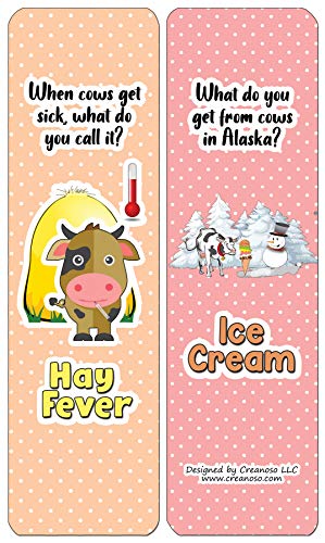 Creanoso Humorous Cow Jokes Bookmarks (30-Pack) - Classroom Reward Incentives for Students and Children - Stocking Stuffers Party Favors & Giveaways for Teens & Adults