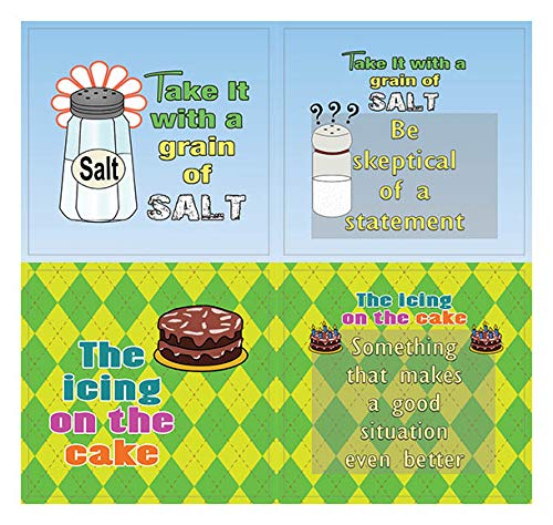 Creanoso Funny Food Idioms Stickers Series II (10-Sheet) â€“ Total 120 pcs (10 X 12pcs) Individual Small Size 2.1 x 2. Inches , Waterproof, Unique Personalized Themes Designs, Any Flat Surface DIY Decoration Art Decal for Boys & Girls, Children, Teens