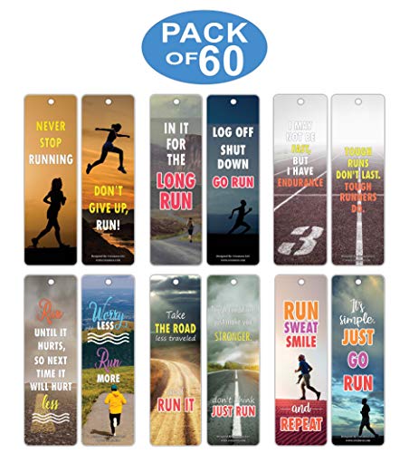 Creanoso Inspiring Sayings Quotes Running Bookmark for Runners, Joggers, Athletes (60-Pack) ÃƒÂ¢Ã¢â€šÂ¬Ã¢â‚¬Å“ Premium Gifts Set ÃƒÂ¢Ã¢â€šÂ¬Ã¢â‚¬Å“ Awesome Bookmarks ÃƒÂ¢Ã¢â€šÂ¬Ã¢â‚¬Å“ Gifts for Running, Jogging, Hiking