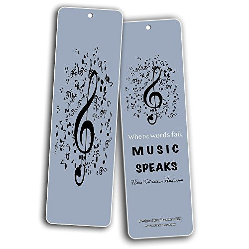 Creanoso Inspiring Music Quotes Bookmarks (30-Pack) Ã¢â‚¬â€œ Motivational Encouraging Quotes Ã¢â‚¬â€œ Great Musical Giveaways Gift Tokens for Musicians Guitarists - Positive Music Sayings for Men Women Teens