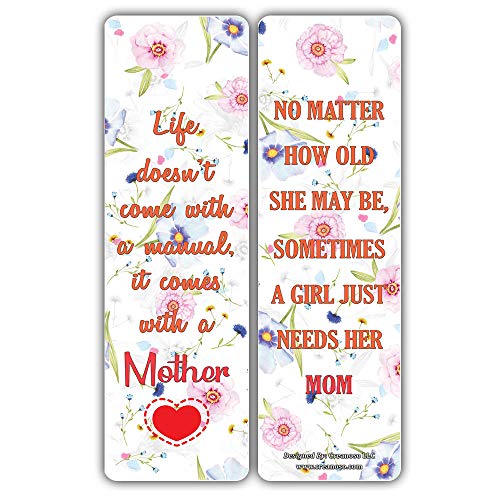 Creanoso Inspiring Mother and Daughter Saying Quotes Bookmark Cards (30-Pack) Ã¢â‚¬â€œ Reading Bookmarks Collection Set Ã¢â‚¬â€œ Stocking Stuffers Gift for Mother and Daughter