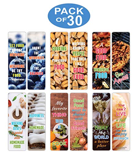 Creanoso Food Lovers Inspirational Quotes Bookmark Cards Series 2 (30-Pack) Ã¢â‚¬â€œ Stocking Stuffers Gift for Chefs, Cooks, Food Lovers, Adult Men & Women Ã¢â‚¬â€œ Home Food Supplies