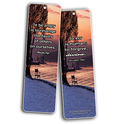 Creanoso Inspirational Bookmarks (12-Pack) - Kindness Quotes - Positive Motivational Self Help Bookmarker Card - Best Encouragement Set