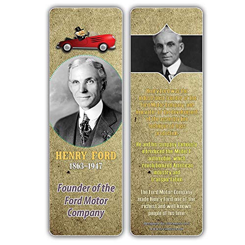 Creanoso Historical Fact American Famous Industrialists Bookmark Cards (30-Pack) Ã¢â‚¬â€œ Learning Reading Bookmarks Collection Set Ã¢â‚¬â€œ Stocking Stuffers for Boys, Girls, Kids Ã¢â‚¬â€œ Classroom Incentives