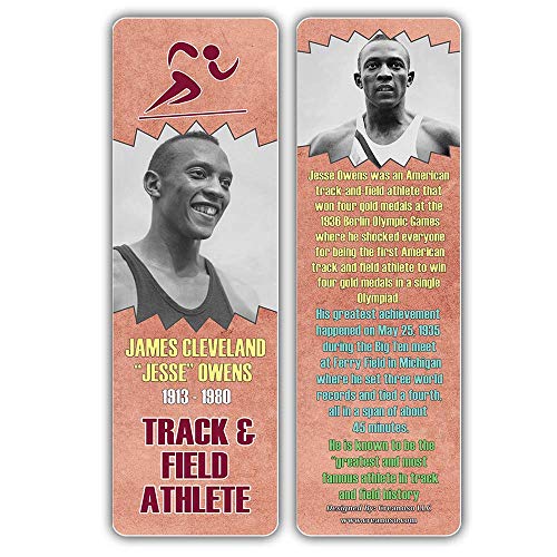 Creanoso Famous Historical Americans Athletes Facts Bookmarks (30-Pack) Ã¢â‚¬â€œ Learning Facts Rewards Cards Ã¢â‚¬â€œ Awesome Educational Gift Bookmarks for Students, Boys, Girls, Teens, Sports Enthusiasts